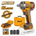 Ingco 20V 400NM Cordless Impact  Wrench With Brushless Motor. 
