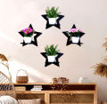 Star Shelf Wooden Beautiful Aesthetic Design Wall Decor Art and Shelf Rack In Black Pack Of 4 Pc. 