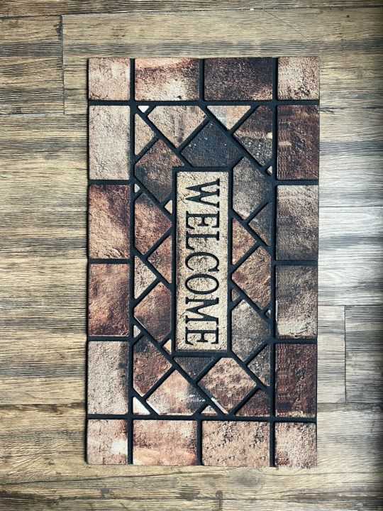 Welcome Brick Dirt Trapper Door Mat - 45x75 cm