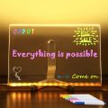 Glow Message LED Board | Light-Up Acrylic Writing Tablet | 3D LED Dry Erase Sign with Stand for Notes, Art & Display. 