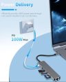 Genuine USB C Hub 8 in 1 Multifunction Adapter for MacBook & Windows- USB Docking Station, 4K HDMI, HDTV, SD, TF card, RJ45, USB C. 