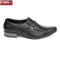 Run Shoes  Black Leather Stitched Design Slip-on Official / Formal Shoe For Men (1593). 