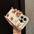 100%new celebrity trend+In stock+COD Korean INS Cartoon 3D Bear Cookies Stickers Big Lens Frame Case for iPhone 15 14 13 11 Pro Max Plus Back Cover for 12 Pro Max. 