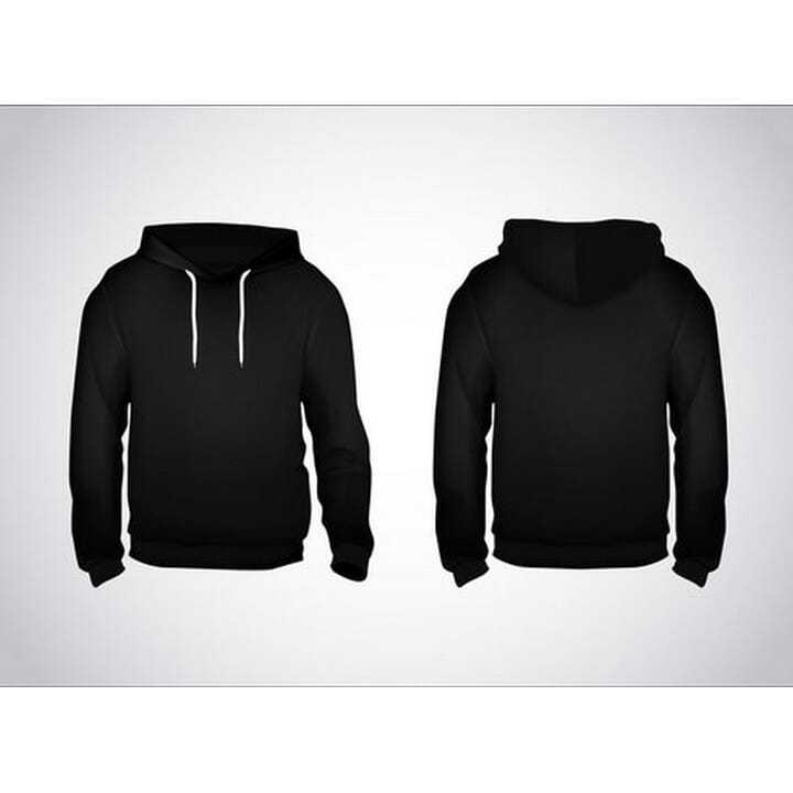 Black Plain Velvet Fur Inside Hoodies Unisex