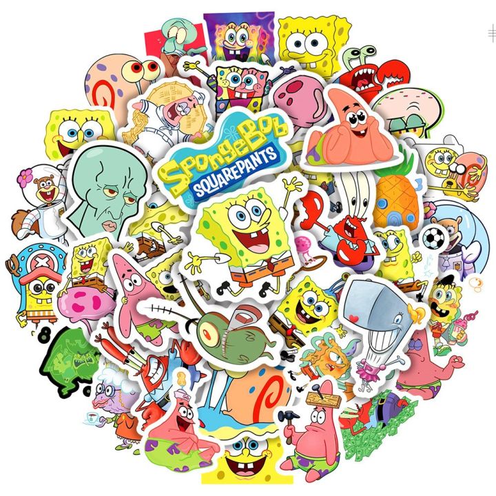 Artsy Home 25/50 Pcs SpongeBob SquarePants Stickers for Laptops Cellphone Guitar