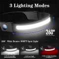 ARELENE LED COB Headlamp Light USB Rechargeable Torch Digital Power Dispaly Headlight for Camping Walking Fishing Hiking. 