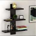 Wooden 3 Tier Wall Mount Triple Shelf in Black. 