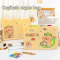 Portable Capibara A4 Document Bag Organ Bag Waterproof File Classification Holder Large Capacity Envelope Folder Test Paper Storage Bag for Students and Office Workers. 