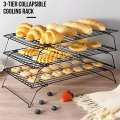 Stainless Steel Non-Stick Baking Tray with Wire Grid, Cooling Rack for Oven,Foldable Three-Piece Cake Cooling Rack. 