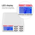 Quick Charge 3.0 6Port USB Fast Charging Dock, Strong Compatibility USB Charger, Multi Port USB Wall Charger, LCD Display ligent IC Auto Detect Tech. 