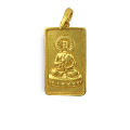 Gold Plated Panchadhatu Buddha Shaped Locket With White Stones. 