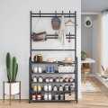 Clothes Hanger Rack With 4 Layer Shoe Rack Shelf. 