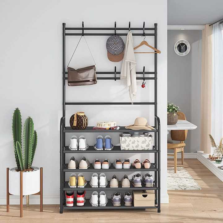 Clothes%20Hanger%20Rack%20With%204%20Layer%20Shoe%20Rack%20Shelf%20-%20Image%202