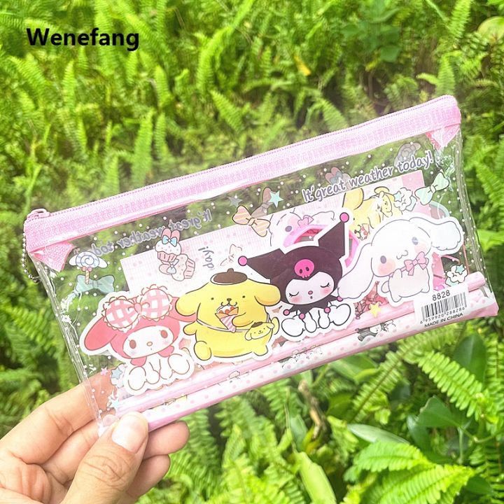 Wenefang%206pcs/set%20Anime%20Sanrio%20Melody%20Kuromi%20Stationery%20Set%20Cinnamoroll%20Luxury%20Student%20Cartoon%20Pencil%20Eraser%20Ruler%20Pen%20Bag%20Storage%20Set%20School%20-%20Image%202