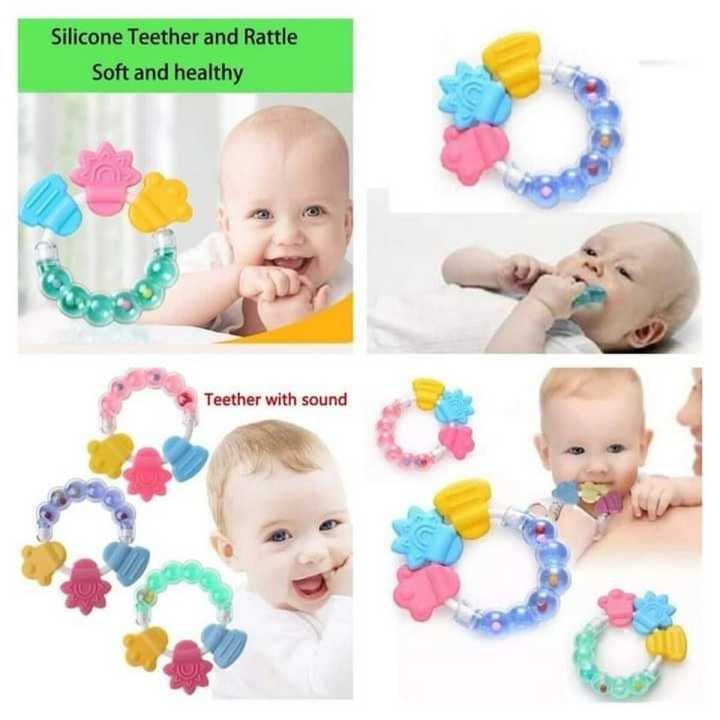 Baby Teether Toys Silicone Handbell Baby Ring Teether