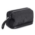 Korean Nylon PU Cosmetics Organizer Handbag Waterproof Portable Mens Toiletry Bag Black Makeup Bag Travel. 