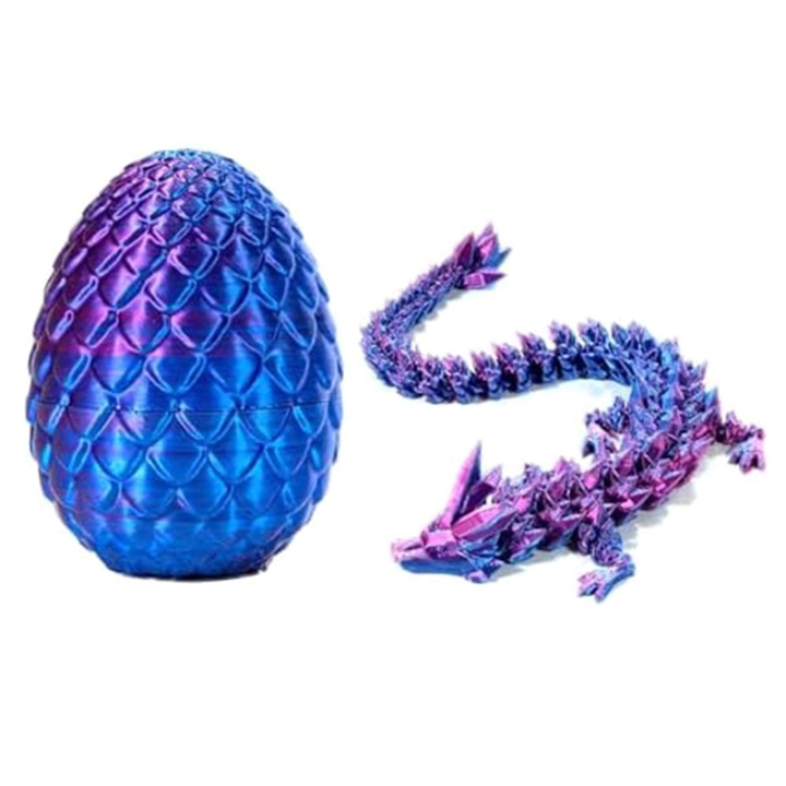 3D Printed Dragon in Egg, Full Articulated Dragon Crystal Dragon with Dragon Egg,Home Office Decor Executive Desk Toys-D Easy to Use