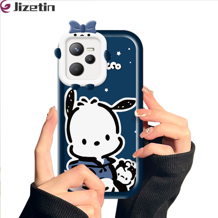 Jizetin for Realme C35 / Narzo 50A Prime Back Cover Cartoon Pochacco Square Camera Soft Rubber Phone Case