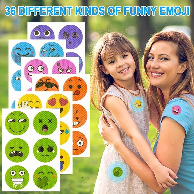 36 Pack Cute Emoji Mosquito Patches Mosquito Repellent Patches for Kids, Natural Citronella Stickers for Kids & Adult
