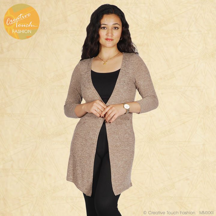 Creative Touch Fashion Grey Cotton Free Size Long Outer For Women WCA1053