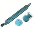 Accessories bathroom silk bath back, exfoliate, exfoliating 3 pieces bath towel set gloves bath flowers, scrubber, loofah sponge,. 