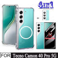 Tecon Camon 40Pro Case Magnetic Sticker Shockproof Phone Case for Tecon Camon 40 30 Pro 4in1 Soft Hydrogel Film+ Camera Lens Film. 
