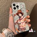 Trendy Brand One Piece Cool Luffy Ace Painting Case Compatible for IPhone 7Plus 13 14 15 12 11 Pro Max XR X XS Max 8 14 15 7 Plus SE Cartoon Couples Luxury Plating Metal Lens Cover. 