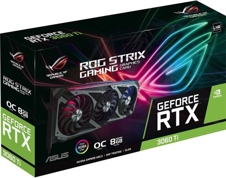 ASUS ROG Strix NVIDIA GeForce RTX 3060 Ti V2 OC Edition Gaming Graphics Card (PCIe 4.0, 8GB GDDR6, LHR, HDMI 2.1, DisplayPort 1.4a, Axial-tech Fan Design, 2.9-slot, Super Alloy Power II, GPU Tweak II)