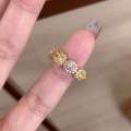 [Candy Color Treasure] Vintage Sparkling Full Dia Color-Block Sugar Cube for Women, Exquisite Light Niche Pink Yellow Index Finger Ring. 