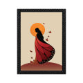 Woman with Butterfly Wings- Matt Laminated Printed Poster with Checker frame- one Piece Frame. 