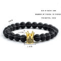 8mm Stone Beads Bracelet Bangles For Women Men Novelty Crown King Queen Beaded Charm Bracelets Cool Fashion Jewelry For Boy Girl. 