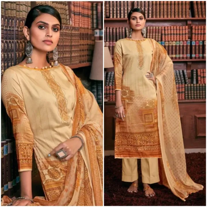 Cream Jam Cotton Unstitched Kurta Surwal Piece for Women | Daraz.com.np