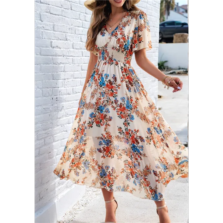 Women'S%20Summer%20Wrap%20Maxi%20Dress%20Floral%20V%20Neck%20Short%20Sleeve%20Wedding%20Guest%20Party%20Casual%20Dress%20-%20Image%203