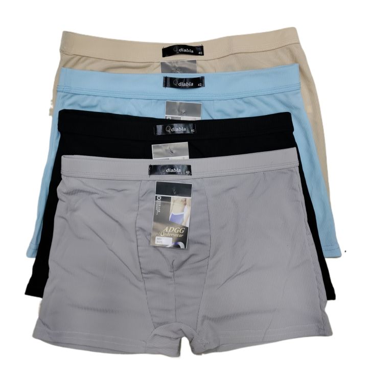 Pack Of 4 Men Ultra-Soft Ice Silk Stretch Solid Briefs Boxer Briefs Underwear (Color May Vary)