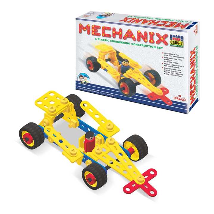Mechanix Grand Prix CARS-2 | A Plastic Engineering System For Creative Kids | Age 3+ | 7 Models | DIY STEM Toys | Construction Set For Boys & Girls