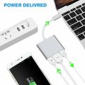 Original 3 in 1 USB 3.1 Type C to VGA Adapter Multiport USB 3.0 Hub with Type-C Female Charging Port & Video Converter for MacBook Pro. 