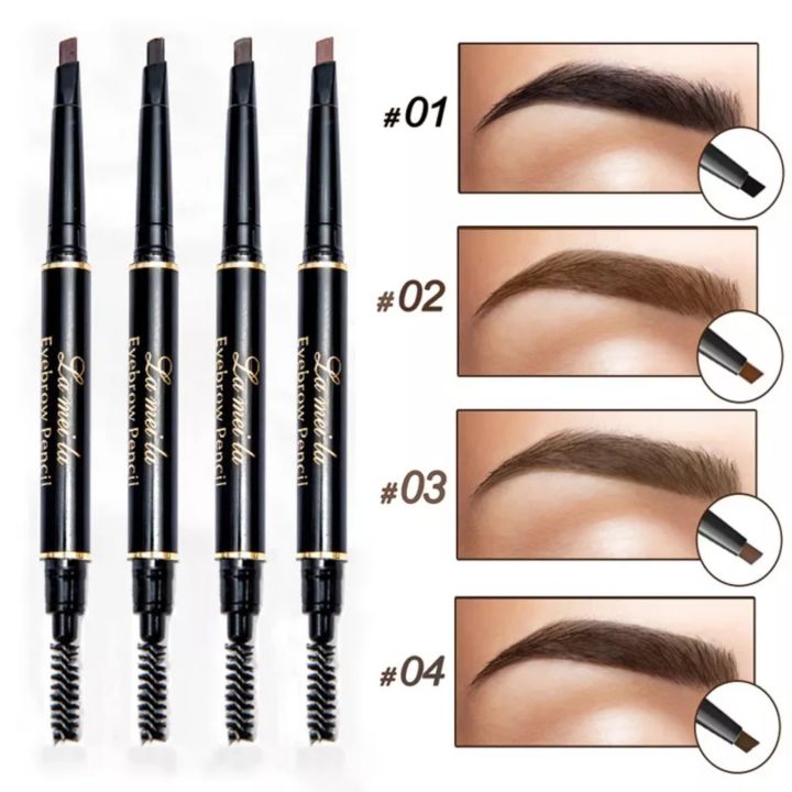 Waterproof EyeBrow Pencil Triangular Tip with Brush Makeup - 2 In 1 Eyebrow Pencil