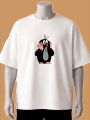 Shocked Mole Cartoon Printed T-Shirt-White, Cream, Maroon. 