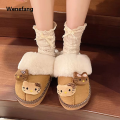 Wenefang Sanrio Hello Kitty Plush Slippers Autumn Wintercute Cartoon Fuzzy 2025 New Warm Comfy Women New Home Shoe Outdoor Antiskid Flat Slippers. 