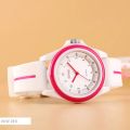 SKMEI 1578 Men Watch Simple Numeric Round Dial Analog Silicone Strap - Pink/White. 