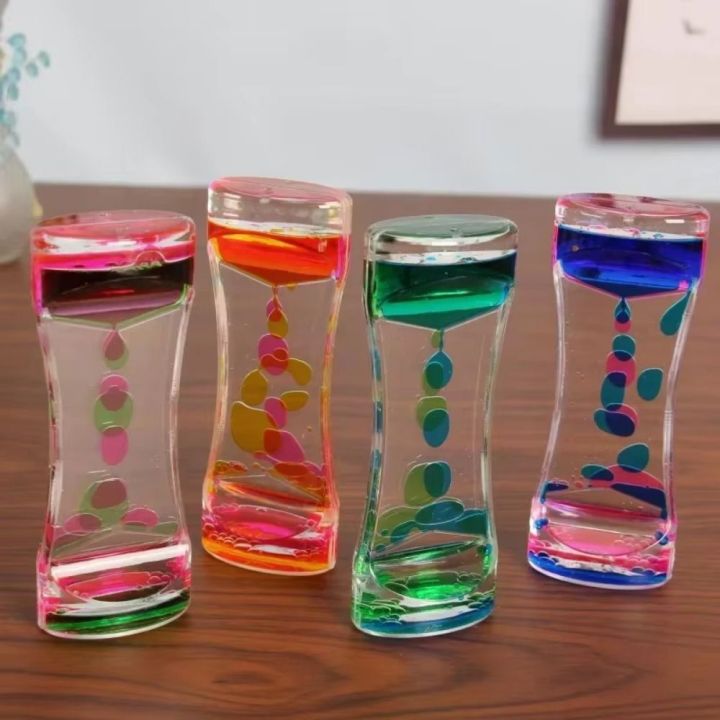 Oil Based Visual Timer Calming Visual Double Colors Oil Hourglass Timer Acrylic Descending ...