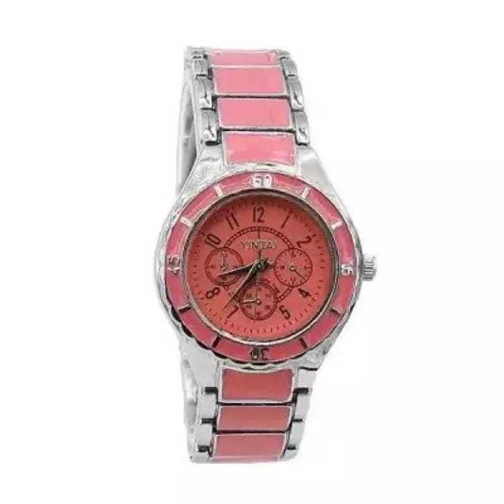 Pink Colour Metal Strap New Model Fancy Watch For Girls