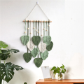 OUMERY 3X Leaf Macrame Wall Hanging Boho Room Home Decor Woven Aesthetic Wall Tapestry Home Room Wedding Decoration Green. 