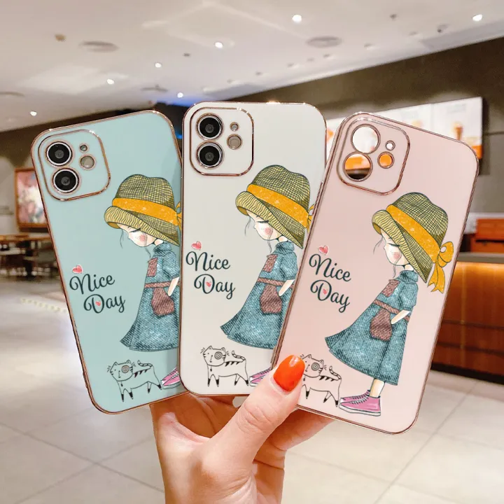 UCUC%20for%20Samsung%20M33%205G%20Back%20Cover%20+%20Free%20Lanyard%20Nice%20Girl%20Luxury%206D%20Plating%20Soft%20Silicone%20Phone%20Case%20-%20Image%203