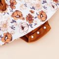 Infant Baby Girl Floral Romper Dress with Headband Outfits Long Sleeve Knit Bodysuit Overall Tutu Skirt Fall Winter Clothes, Brown Floral. 
