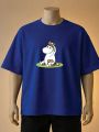 Moomin Character with Flower Crown Graphic Printed T-Shirt-Cream, Brown, White, Black, Blue, Maroon,. 