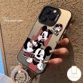 Trendy Brand Cartoon Disney Phone Case Compatible for IPhone 15 13 11 14 12 Pro Max 14 8 7 15 Plus 7Plus X XR XS Max SE 2020 Cute Mickey Mouse Luxury Plating Metal Lens Cover. 