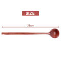 NAMUNY Long Spoons Wooden, 5 Pieces Korean Style 10.9 inches 100% Natural Wood Long Handle Round Spoons for Soup Cooking Mixing Stirrer Kitchen Tools Utensils (Korean Style Soup Spoon). 