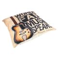 flax Guitar Cushion Cover Music Words Pillow Case Throw Pillow Case. 