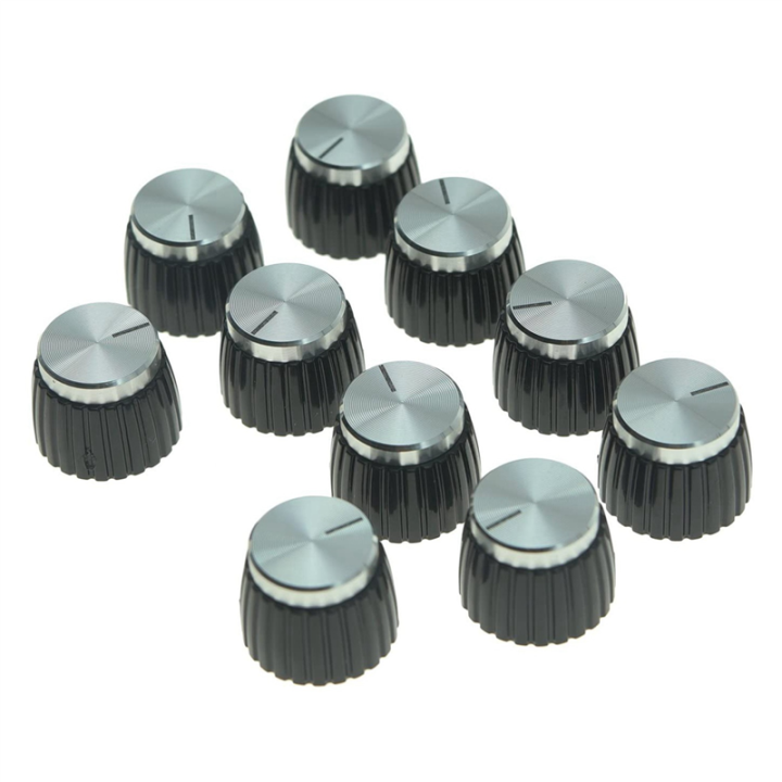 100Pcs Guitar AMP Amplifier Push on Fit Knobs Aluminum Cap Top Fits 6mm Diameter Pots for Amplifiers